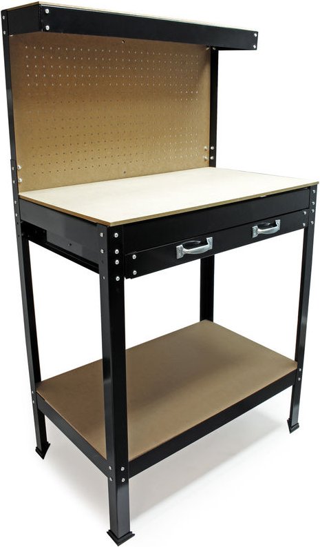 Wiltec Werkbank 1200 x 550 x 1500 mm mit Lochwand, Werkzeugbank mit Stahlrahmen, Arbeitstisch mit Arbeitsplatte aus MDF,...