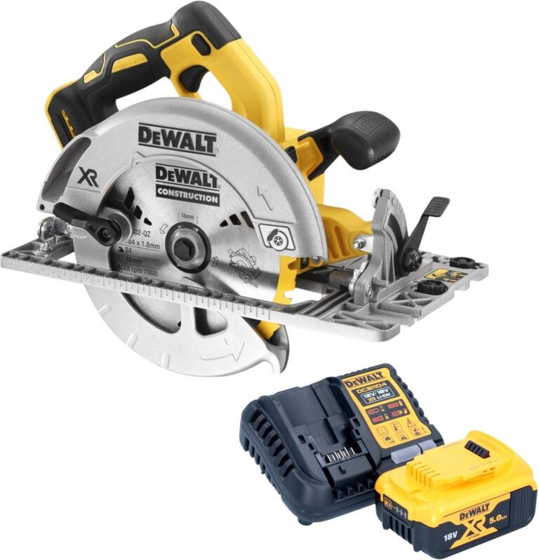 Dcs 572 P1 Akku Handkreissäge 18 v 184 mm Brushless + 1x Akku 5,0 Ah + Ladegerät - Dewalt