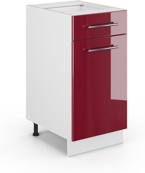 Vicco - Küchenschränke Fame-Line, Bordeaux Hochglanz, 40 cm ohne Arbeitsplatte