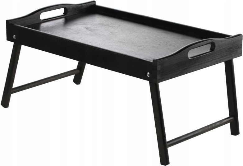 Frühstückstablett aus Kiefernholz, Schwarz - Kadax