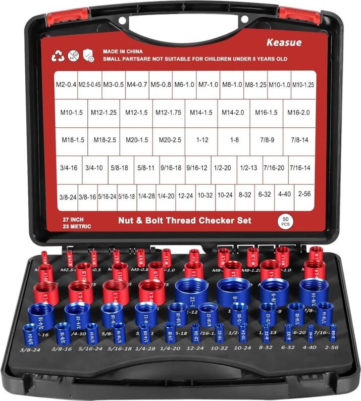 50-teiliger Gewindeprüfer, Gewindeprüfer für Muttern und Schrauben, 27 Zoll und 23 metrische Gewindelehre, Standard- und...