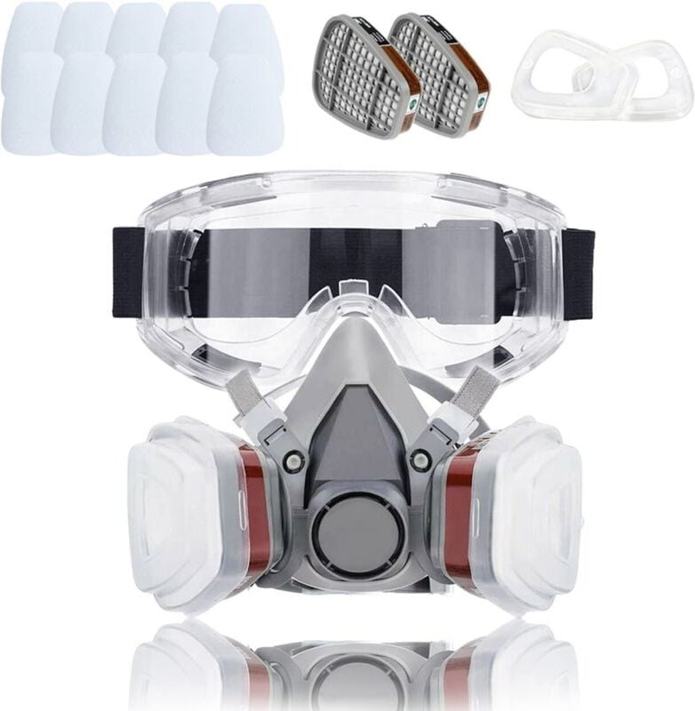 Schutzmaske, 6200 Gasmaske Malermaske Wiederverwendbar mit Staubfilter Atemgasmaske mit Filter zum Spritzen, Malen, Baue...