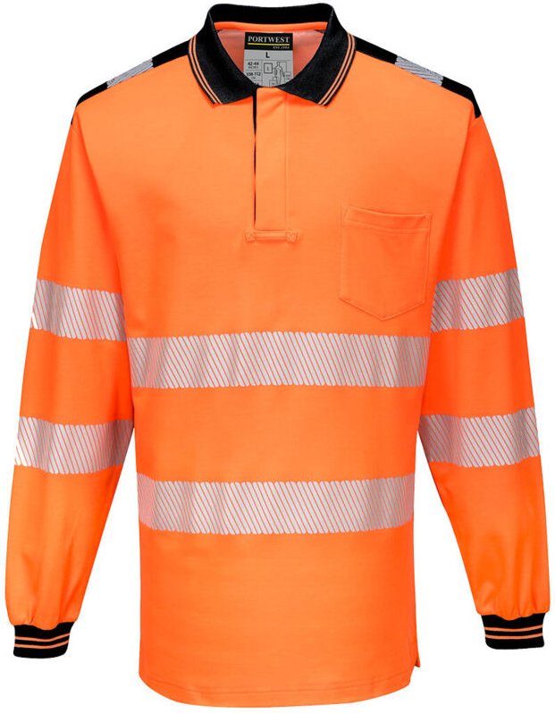 Thumbnail - Polo PW3 Hochsichtbar ML Orange/Schwarz XL