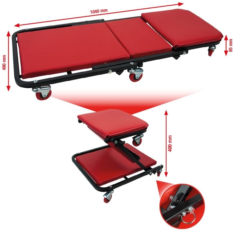 KS Tools Fahrbare Liege und Klappsitz, 1040x490 mm