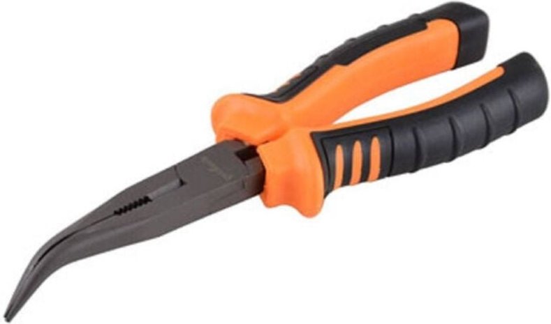 Trade Shop Traesio - Trade Shop - Lange, gebogene Spitzzange aus Stahl, 8 Zoll, gerändelte, lange, gebogene Spitzzange 9...