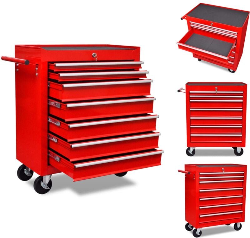 Rollwagen & Sackkarren - Roter Werkstattwagen 7 Schubladen