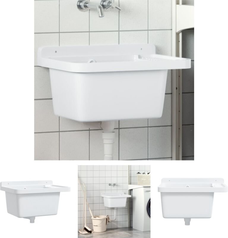 The Living Store - Ausgussbecken Wandmontage Weiß 50x35x24 cm Harz - Küchenspülen & Spülbecken - Weiß