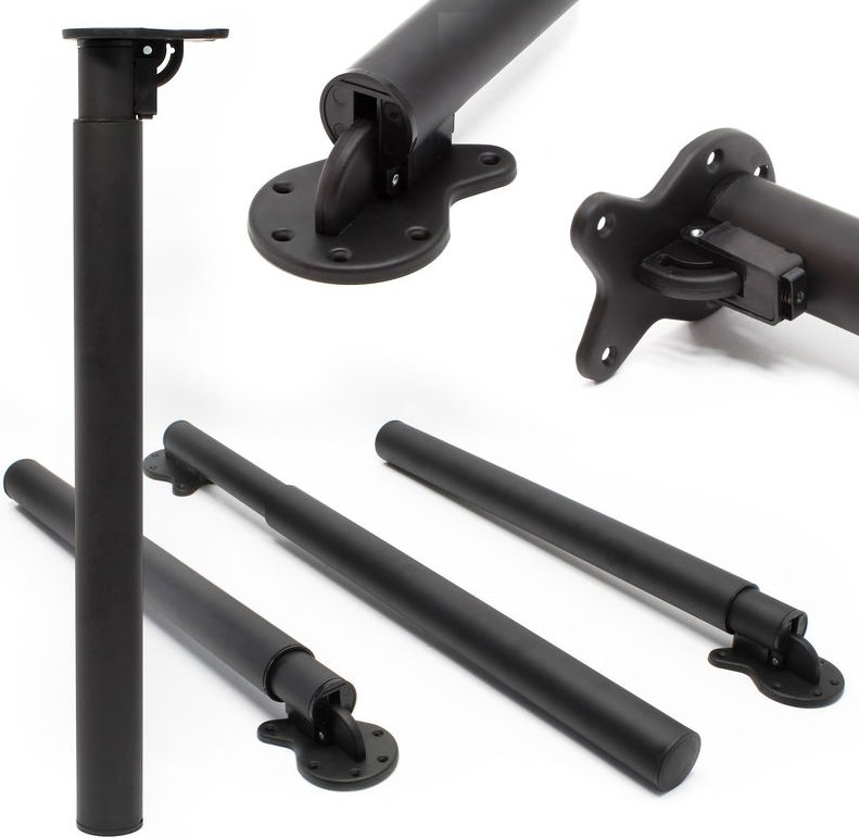 Wiltec Tischbein Set klappbar, schwarz, 4 Möbelfüße Ø 60 mm und mit verstellbarer Länge 700-1100 mm, für Wandmontage, bi...