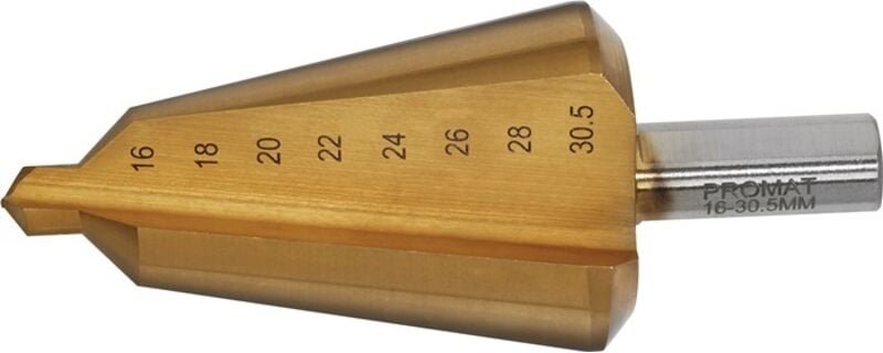 Blechschälbohrer Bohrbereich 16-30,5 mm hss TiN Gesamtlänge 76 mm Schneidenanzahl 2