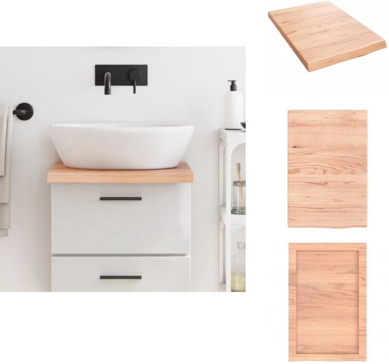 Waschtischplatte Hellbraun 40x60x(2-4) cm Massivholz Behandelt - Eichenholz Platte - Waschtischplatte - Badezimmerstil -...