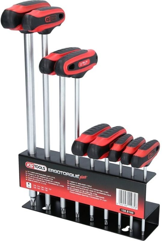 KS Tools ERGOTORQUEplus T-Griff-TX-Winkelstiftschlüssel-Satz, 9-teilig