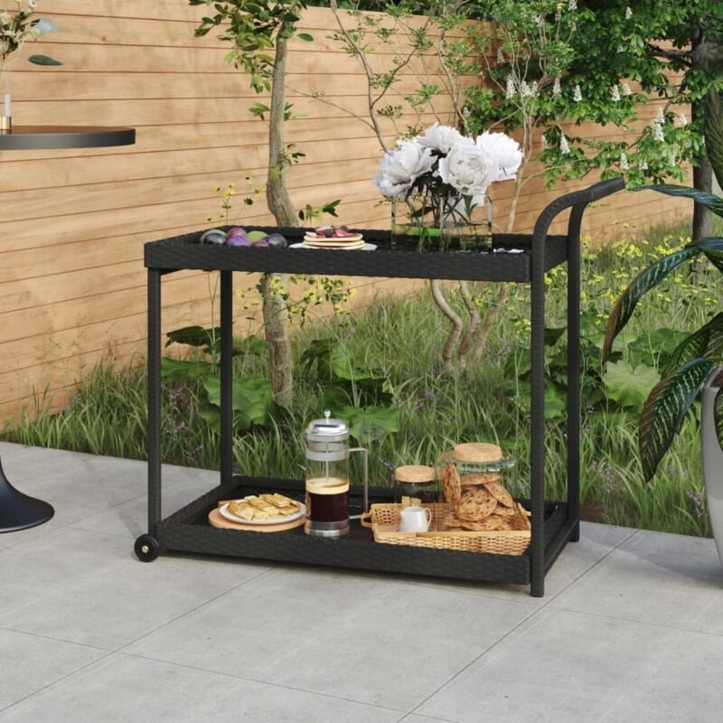 Barwagen Schwarz 100x45x83 cm Poly Rattan - Vidaxl
