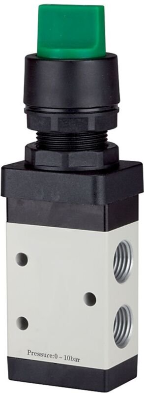 Riegler 3/2-Wegeventil, manuell »M3« Drehhebel k., NC, monost. G1/4, grün