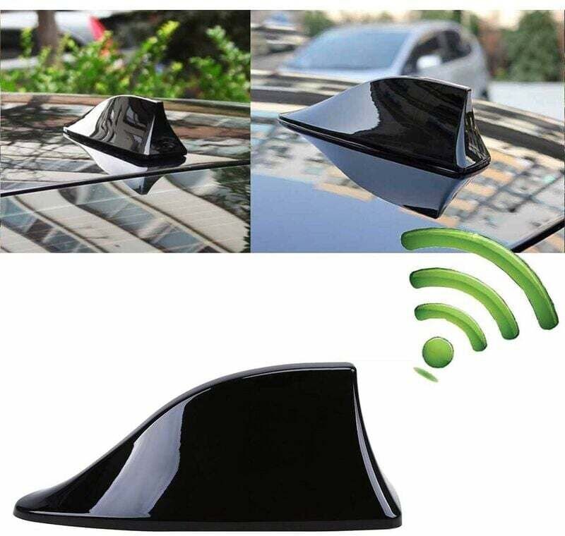 Universelle Haifischflossen-Autoantenne – FM/AM-Radioantenne mit wasserfester Klebebasis für Auto, SUV, LKW, Van (schwar...