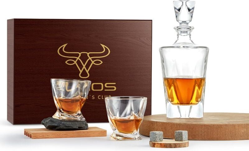 Thumbnail - Whiskyset Whiskygläser 9-Teiliges Whiskeyset 8 Granitsteine + Zange - Echos