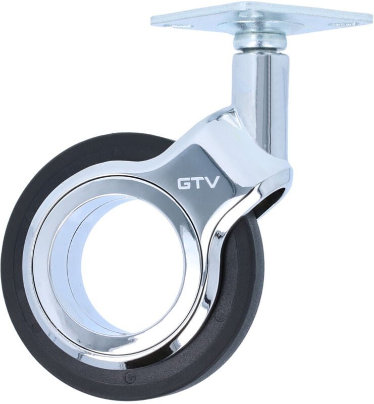 Ms Beschläge - Möbelrolle Chrom glänzend bodenschonend Lenkrolle Laufrolle Schwarz ø 75mm