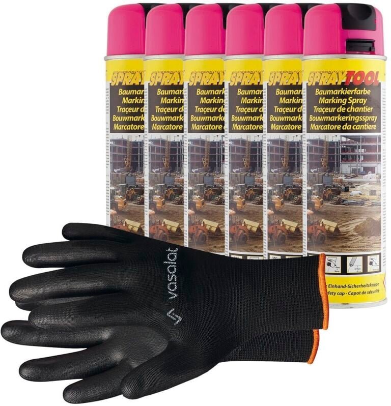 Vasalat - Markierungsspray Set - Markierspray Neon pink für schnelle und saubere Markierungen, 6 Stück