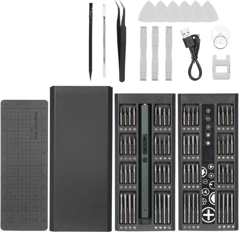 Präzisionsschraubendreher, 66-in-1-Mini-Akku-Schraubendreher-Set mit USB-Aufladung und LED-Licht, für die Reparatur von