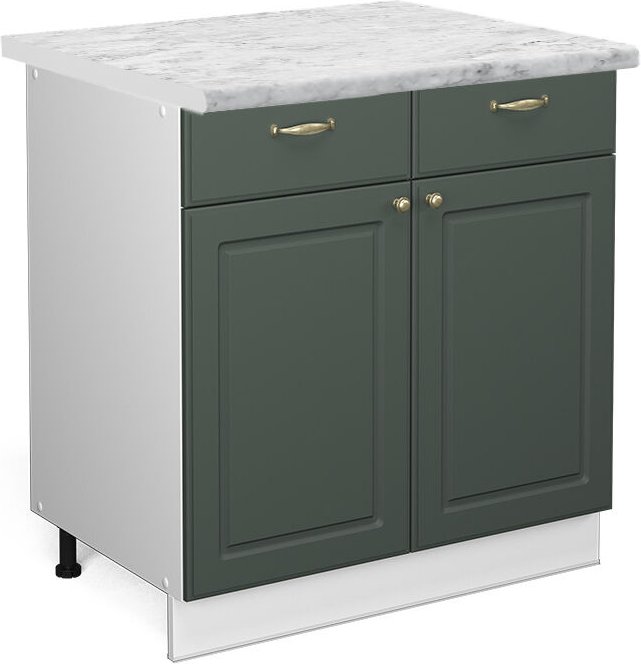 Vicco - Küchenunterschrank Fame-Line, Grün-Gold Landhaus, 80 cm , ap Marmor