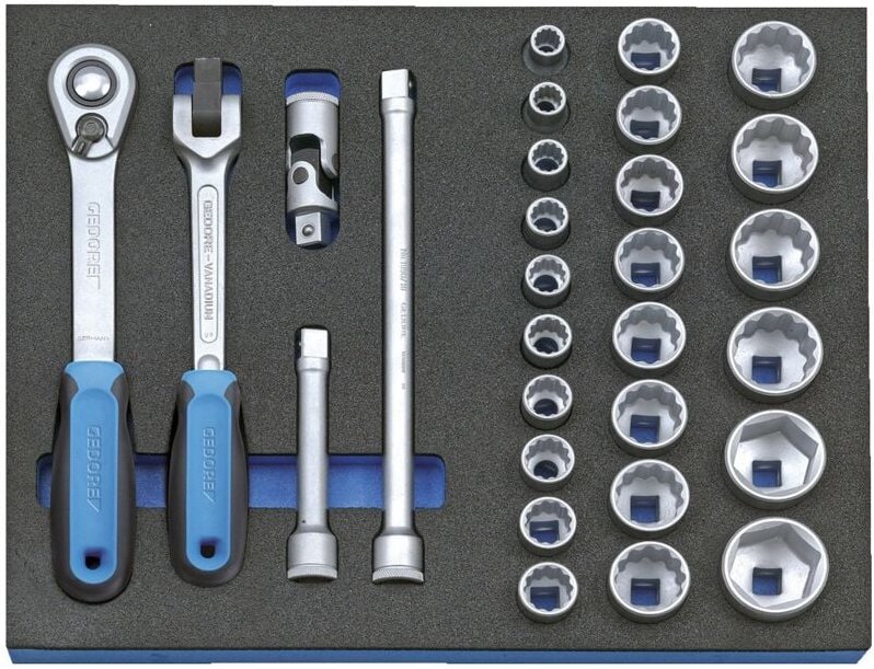 Thumbnail - 2005 CT2-D 19 Steckschlüssel-Sortiment 1/2' in Check-Tool-Modul, 29-teilig