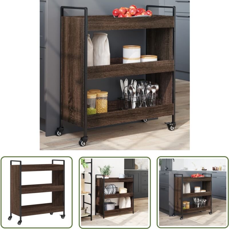 Küchenwagen Braun Eichen-Optik 70x30x82 cm Holzwerkstoff - Küchenwagen - Holzwerkstoff - Esstisch - Sideboard - Vintage ...
