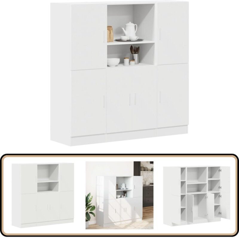 3-tlg. Küchenschrank-Set Weiß Holzwerkstoff - Vidaxl