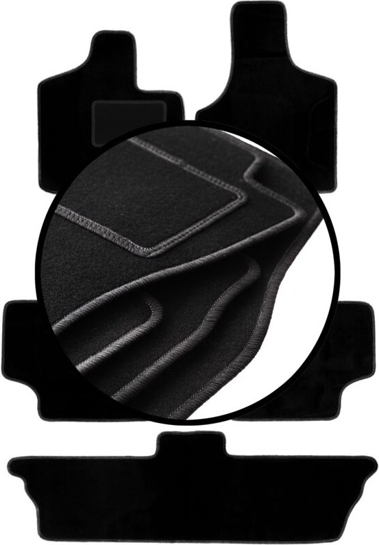 Komplettset Veloursmatten für: Dodge Caravan / Grand Caravan III 7-Sitzer (2001-2007)