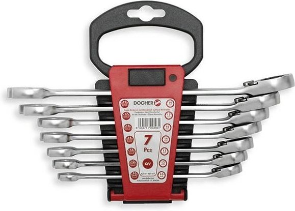 Set mit 7 reversiblen Ratschen-Ringschraubern Dogher 457-017