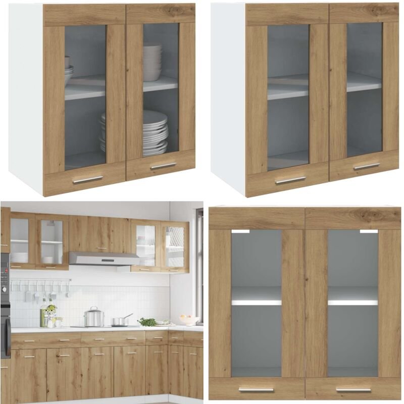 Küchen-Wandschrank mit Glastüren Artisan-Eiche 60x31x60 cm - Vidaxl