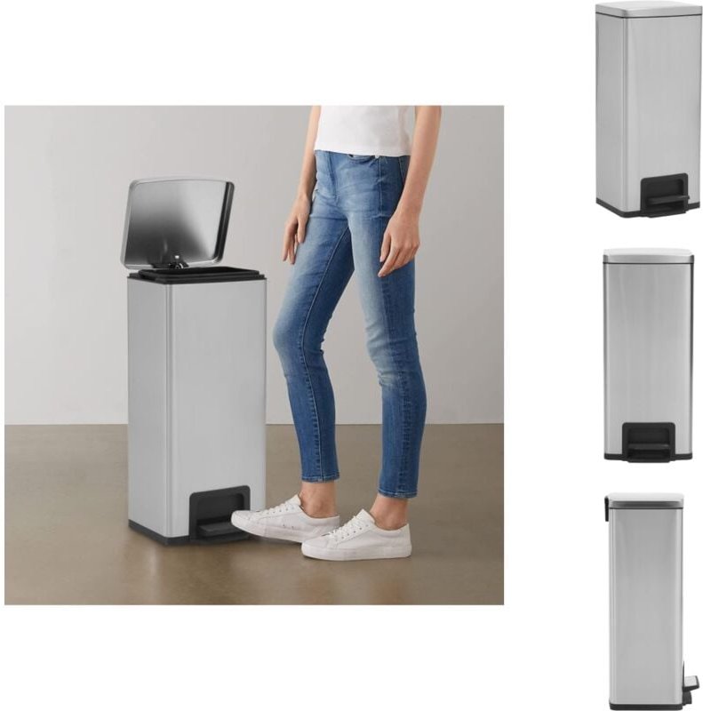 Vidaxl - Mülltonnen & Abfalleimer - Living Mülleimer mit Pedal Anti-Fingerabdruck 30 l Silbern Edelstahl - Silber