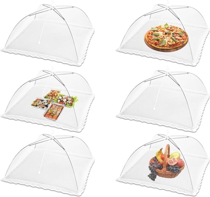 Ersandy - 6 Stück faltbares Anti-Fliegen-Lebensmitteltuch, faltbare Netz-Lebensmittelabdeckung, Zeltschirm, Insekten- un...