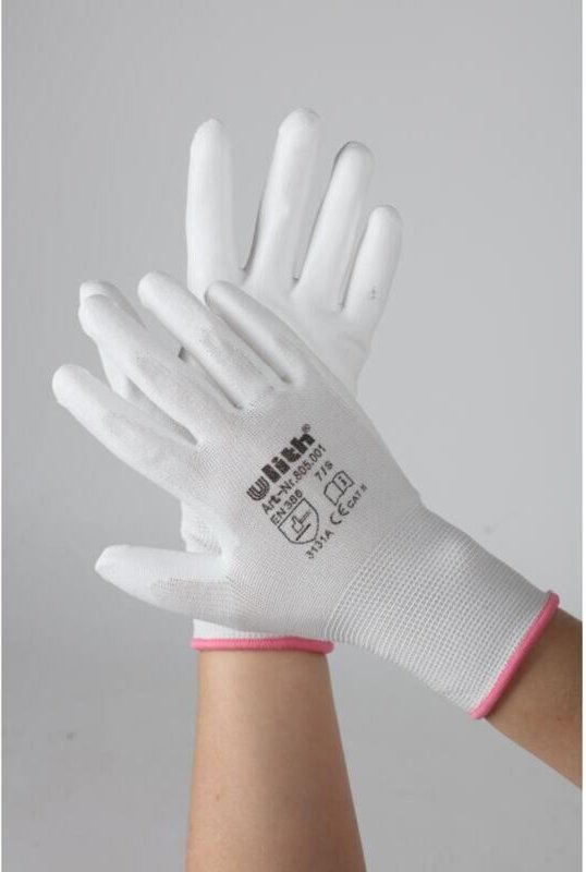 Buri - 48x Maler Handschuhe pu Beschichtung Weiß Arbeit Montage Lackieren Schutz Farben