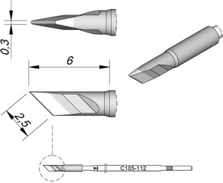 Tools C105112 Lötspitze Klingenform, gerade Spitzen-Größe 0.3 mm Inhalt 1 St. - JBC