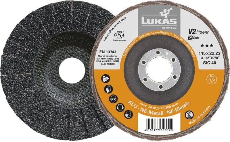 Lukas - Schleifscheiben mit Lamellen 125mm - Schruppscheiben V2 Power, Schleifscheiben aus Siliciumcarbid - 10 Stück