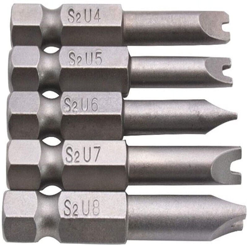 KZQ - 5 pezzi Punte per cacciavite a forma di u, punte magnetiche in lega di acciaio S2, lunghezza 50 mm, gambo esagonal...