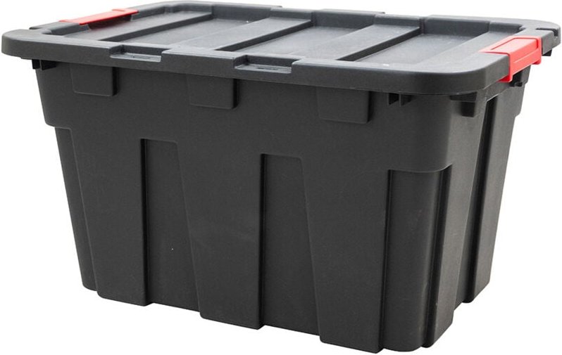 Euro Vanadium - Plastikbox für die Garage mit Deckel und Verschlussclips - 55 l