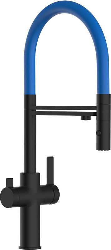 Thumbnail - 3 Wege Wasserhahn Küchenarmatur Spültischmischer, Schwarz Matt mit 360° schwenkbarem Auslauf, abnehmbare 2 strahl Handbr...