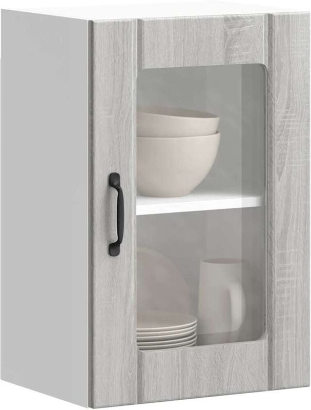 Küchen-Hängeschrank mit Glastür Lucca Grau Sonoma Vidaxl