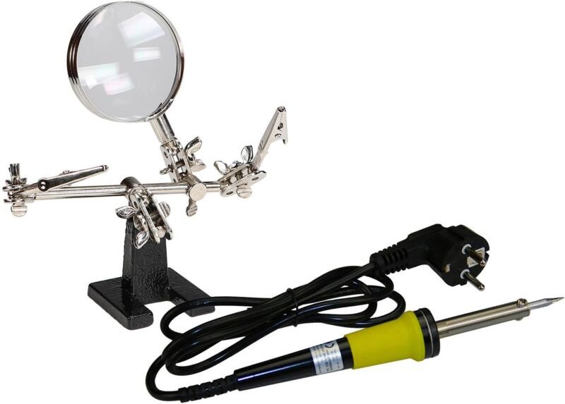 Peveha24 - Lötset 30W Lötkolben 230V mit Löthelfer Dritte Hand Glas Lupe