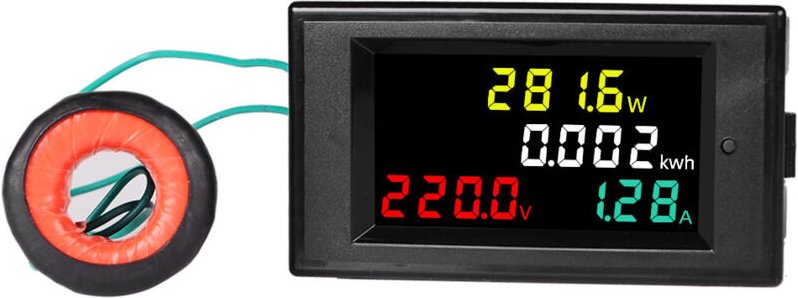Digitales Voltmeter-Amperemeter, Spannung, LCD-Anzeige, Wechselstrom-Amperemeter, 80–300 V, Voltmeter-Anzeige, 2-in-1-Sp...
