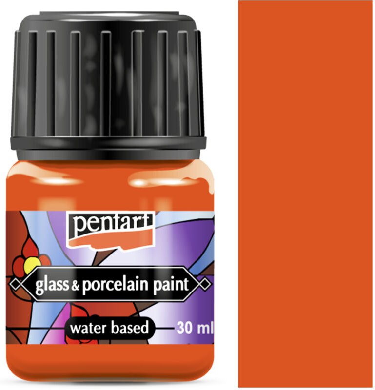 Farbe für Porzellan, Glas, Metall, Pentart ORANGE für Keramik, 30 ml