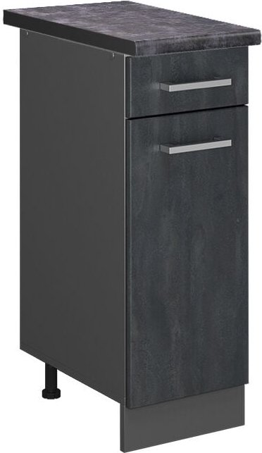 Küchenunterschrank R-Line, Schwarz Beton, 30 cm ap Anthrazit Vicco