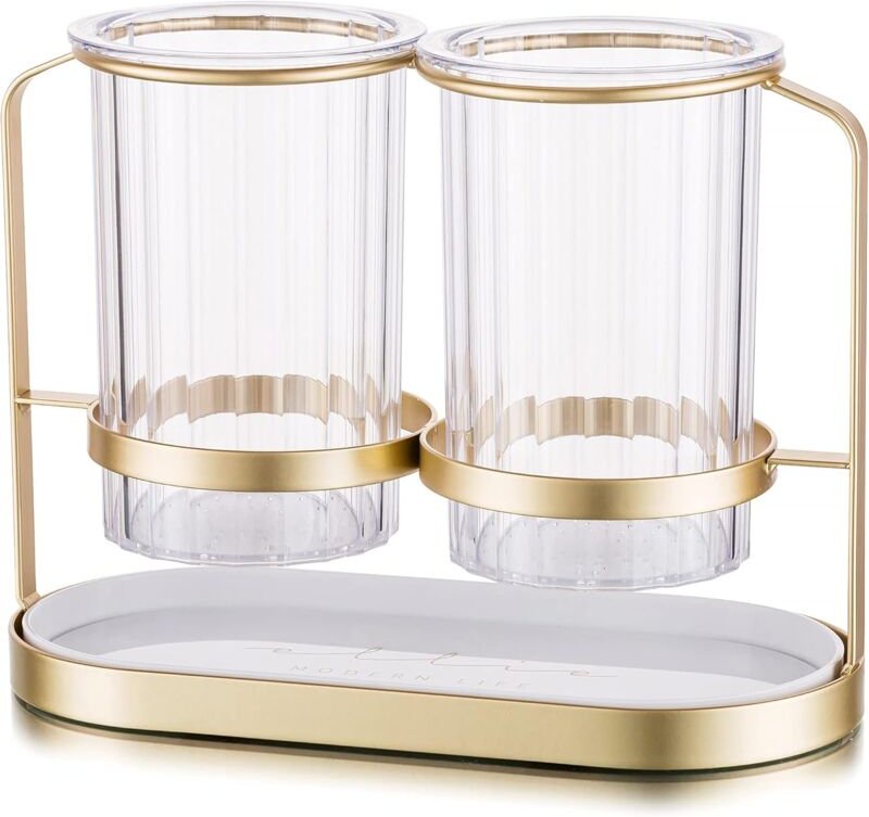 Küchenutensilienhalter für die Arbeitsplatte, mit goldenem Eisenrahmen, Küchenutensilienhalter, schicker und moderner Be...