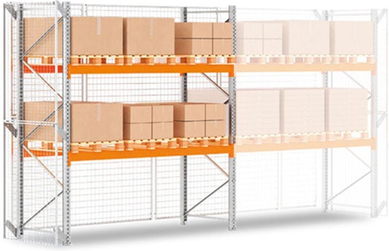 Palettenregale 2 Ebenen gesichert - Höhe 3000mm - Länge 2225mm - RAYPALSE/2N/3022