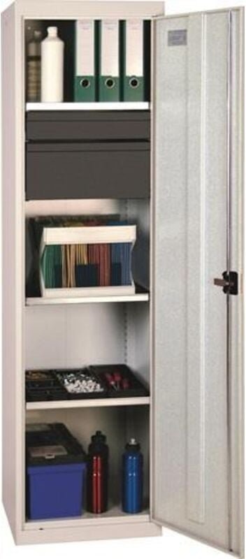 Werkzeug- und Materialschrank Serie 3000 lichtgrau + 1 Schublade 100 mm + 1 Schublade 200 mm + 3 Auszugsböden - 3005707 ...