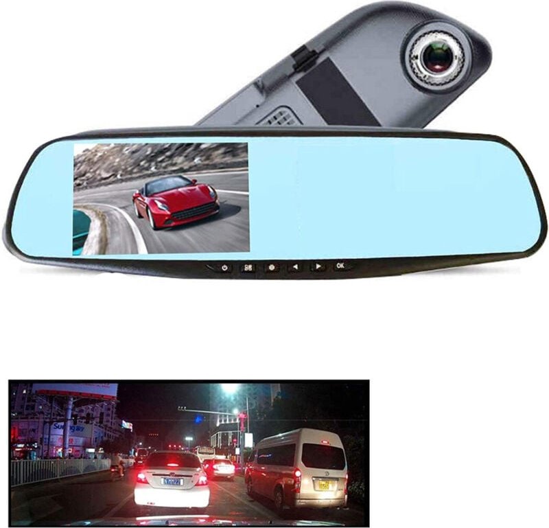 Trade Shop - QY-4500 full hd 5' touch-spiegel dual-linse autokamera -