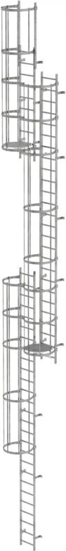 Günzburger Steigtechnik mehrzügige Steigleiter mit Rückenschutz (Notleiter) Stahl verzinkt 14,36 m - 520240