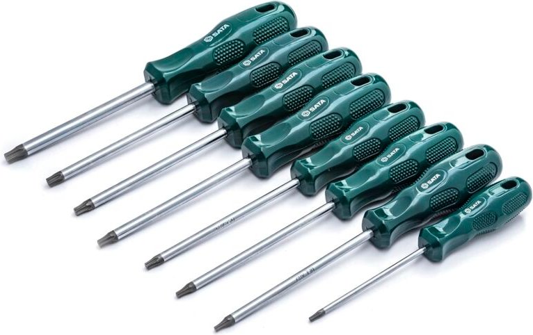 SATA ST09305SJ Set de Torx-Schraubendreher de Acetat A-Serie mit ergonomischen grünen Griffen und Klingen de Stahl de Le...