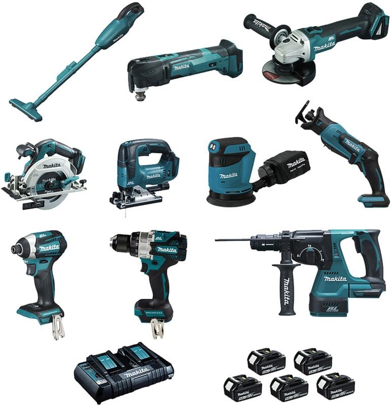 Pack 10 Maschinen MAKITA BL1850B 18V Batterien 5Ah DLX1011PTJ - LOT0309
