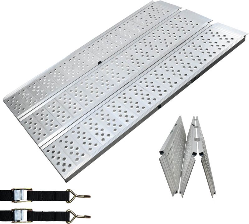 DREIBREIT by TRUTZHOLM 3-fach Auffahrrampe klappbar 175 cm 1020 kg Alu grau gelocht Verladerampe